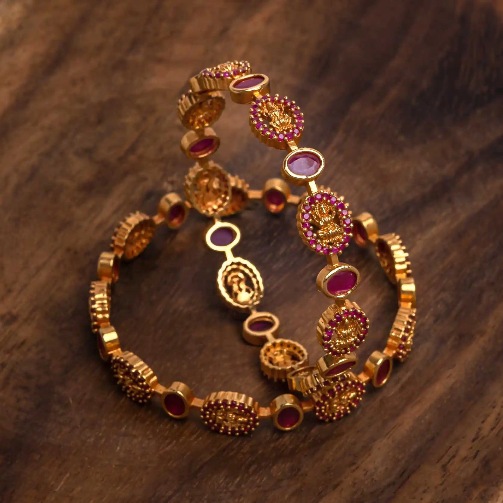 Sreshta Bangle PSGRBSR3R-053 — Gold Plated Jewellery | Parakkat Jewels