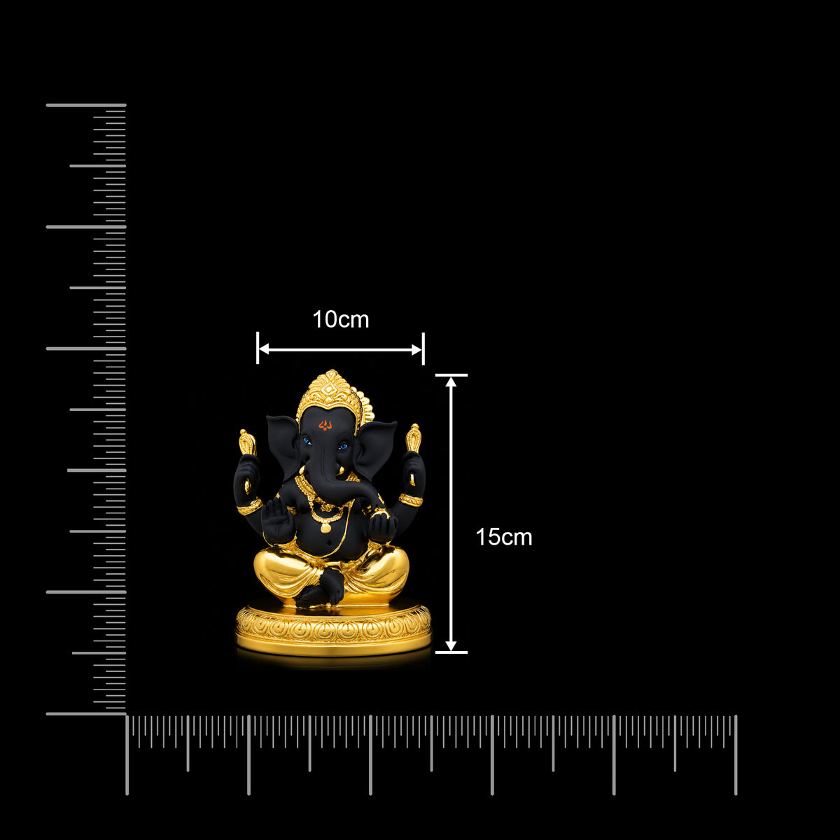 Black Gold Blessing Seated Ganesha Resin Idol