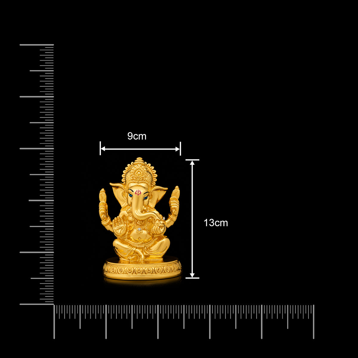 Ornate Seated Ganesha Resin Idol Gold Layered