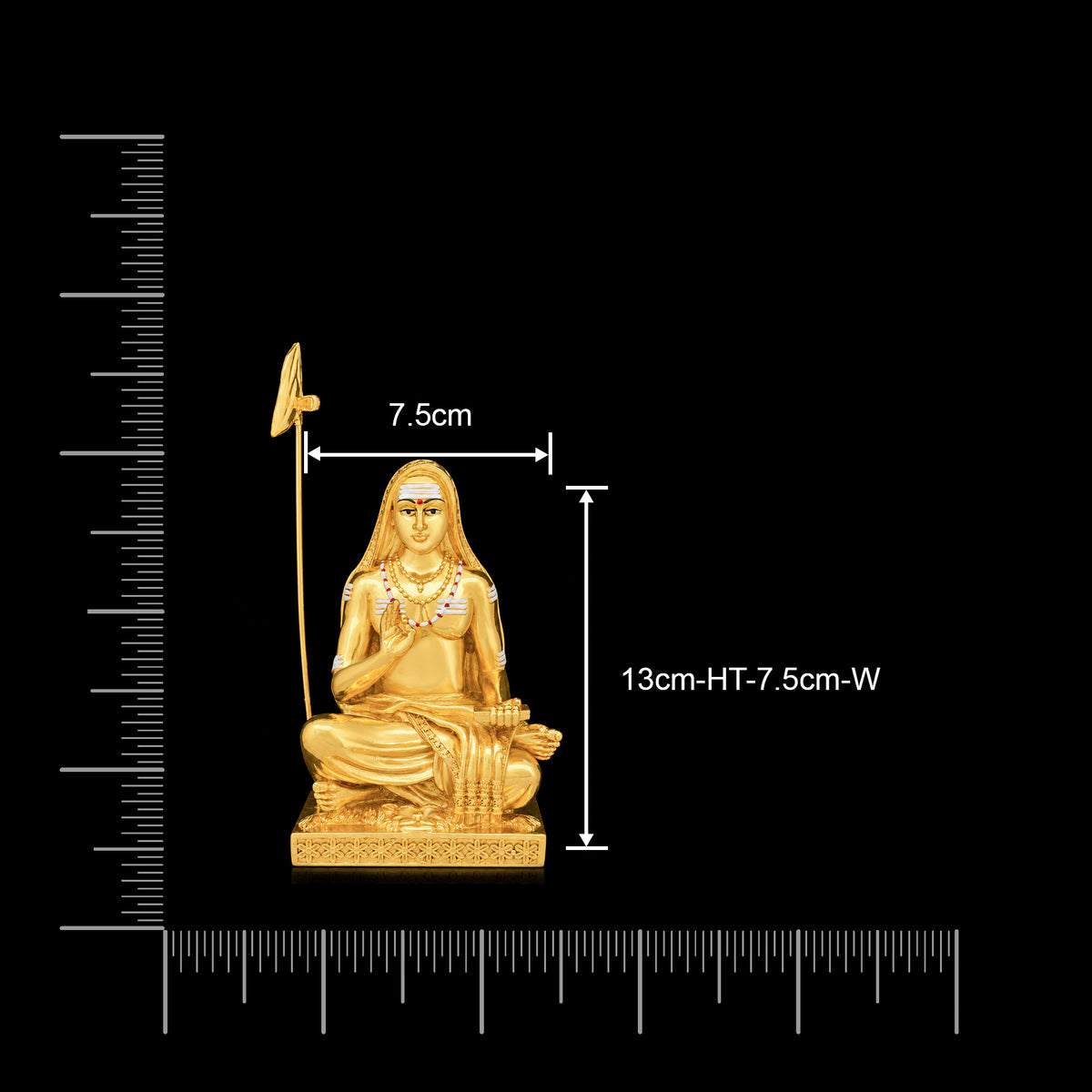 Blessing Seated Shankaracharya Resin Idol Gold Layered