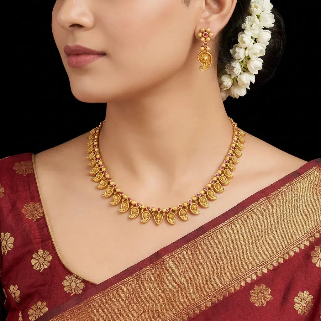 SRESHTA COLLECTION GERU NECKLACE WITH EARRING PSGRNSSR34R-035,PSGRHSTSR8R-041