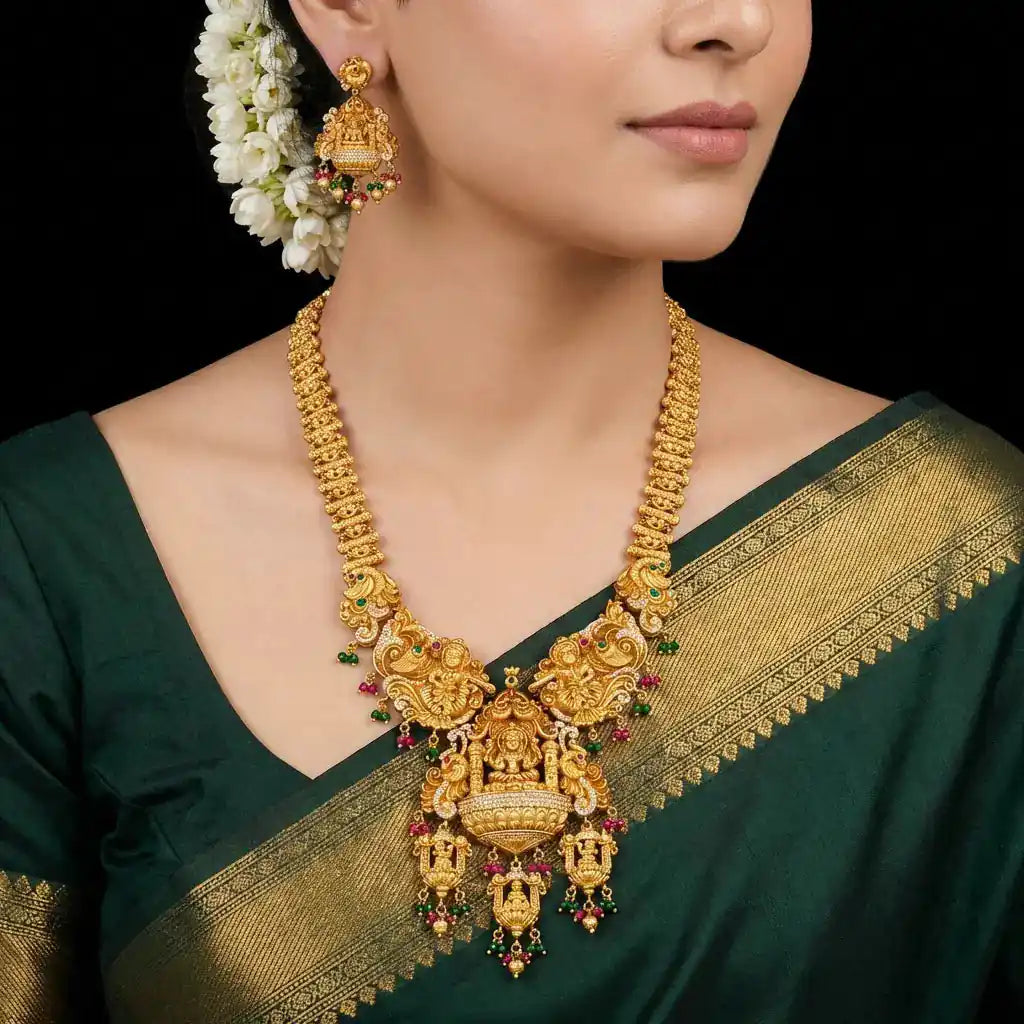 SRESHTA Haram GERU NECKLACE WITH EARRING PSGRNLSR14WRG-0661, PSGRHSTSR4WRG-003