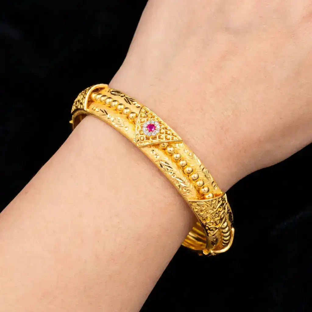 24ct Heavy Gold Layered Enamel Bangle PEB12-091