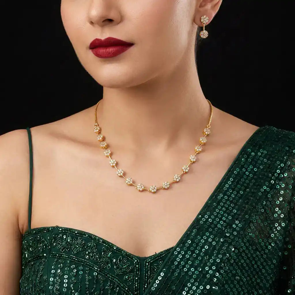 STONE NECKLACE LONG WITH GOLDEN STUD PSNS108W-035, PSHST267W-041