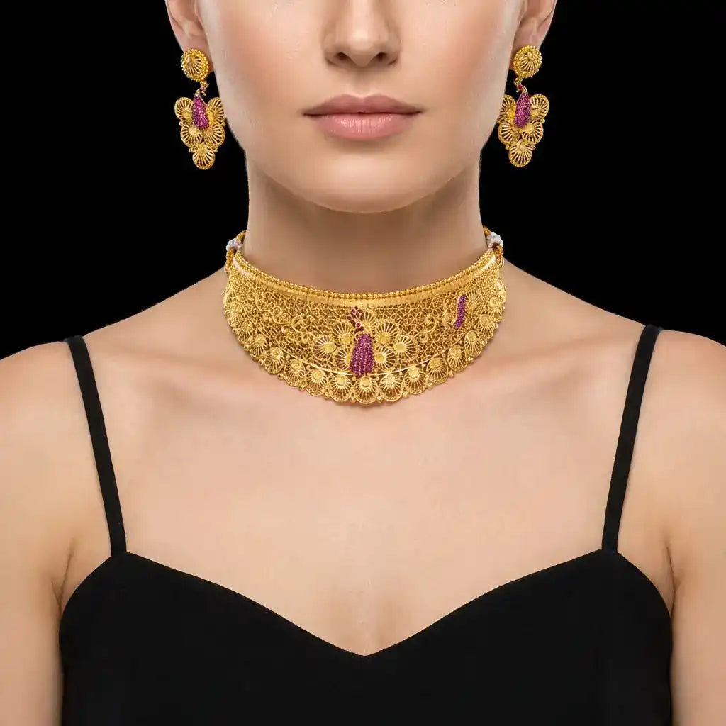 STONE NECKLACE LONG WITH GOLDEN STUD PSNS17R-0321, PSHST64R-081