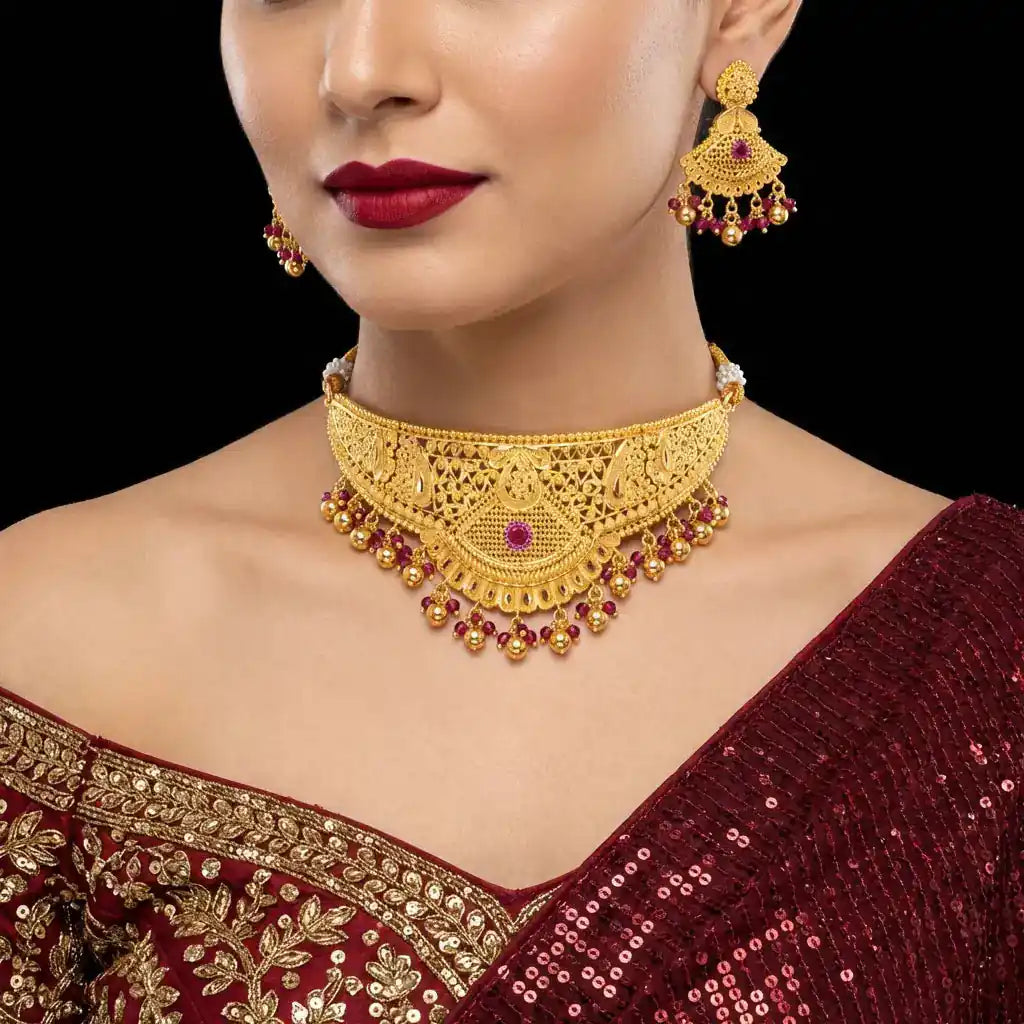STONE NECKLACE LONG WITH GOLDEN STUD PSNS24R-0321, PSHST70R-081