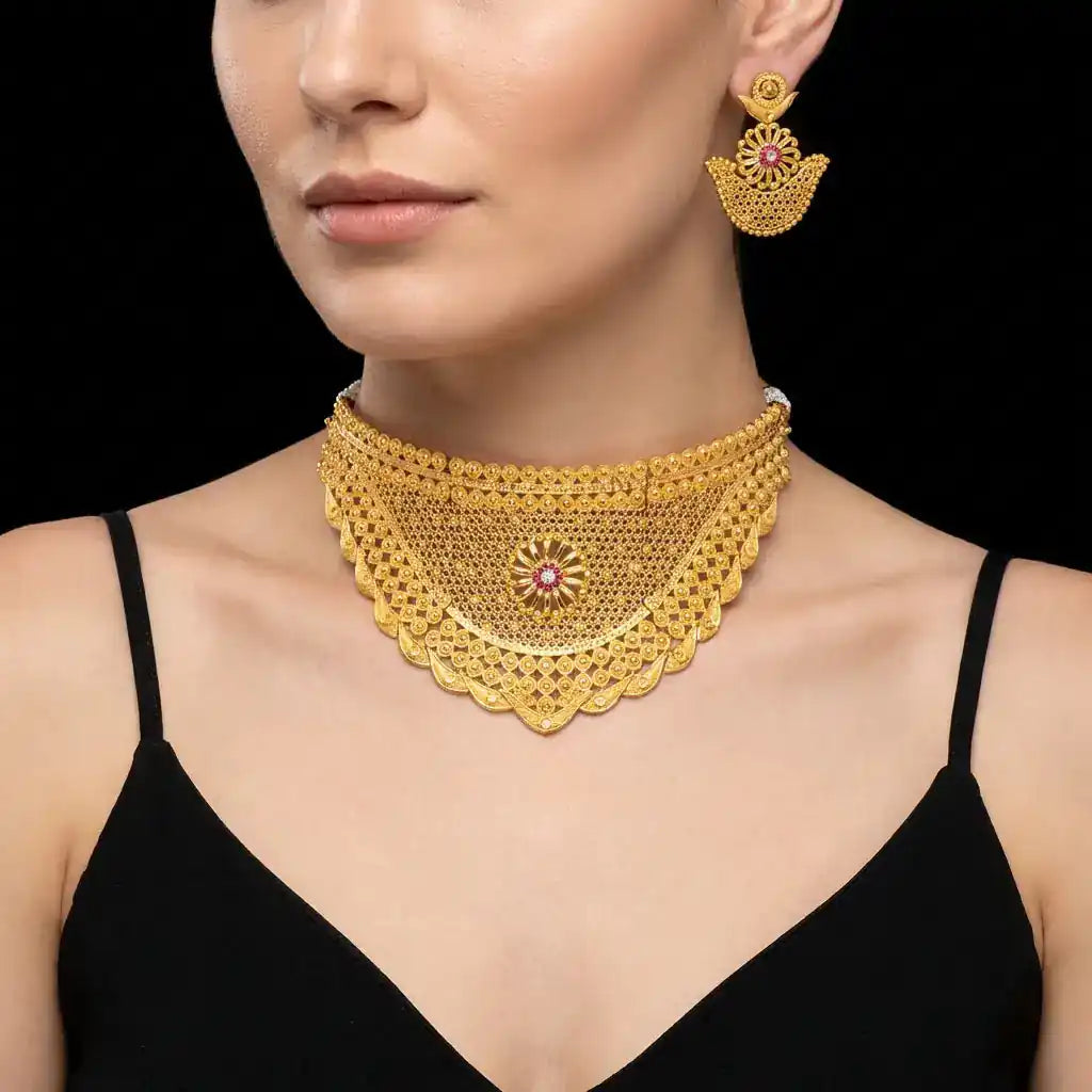 STONE NECKLACE SHORT WITH GOLDEN STUD PSNS11WR-0321, PSHST60WR-081