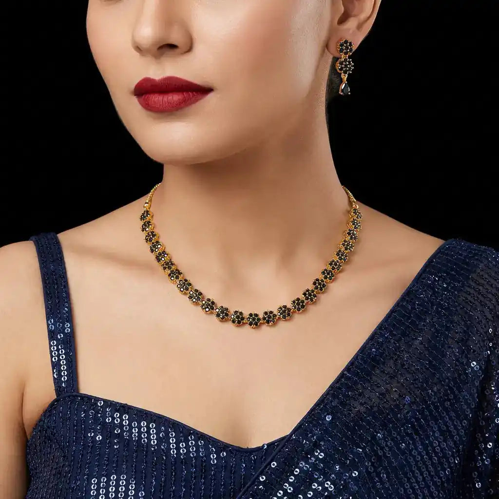 STONE NECKLACE WITH STUD PSNS99B-035, PSHST241B-041