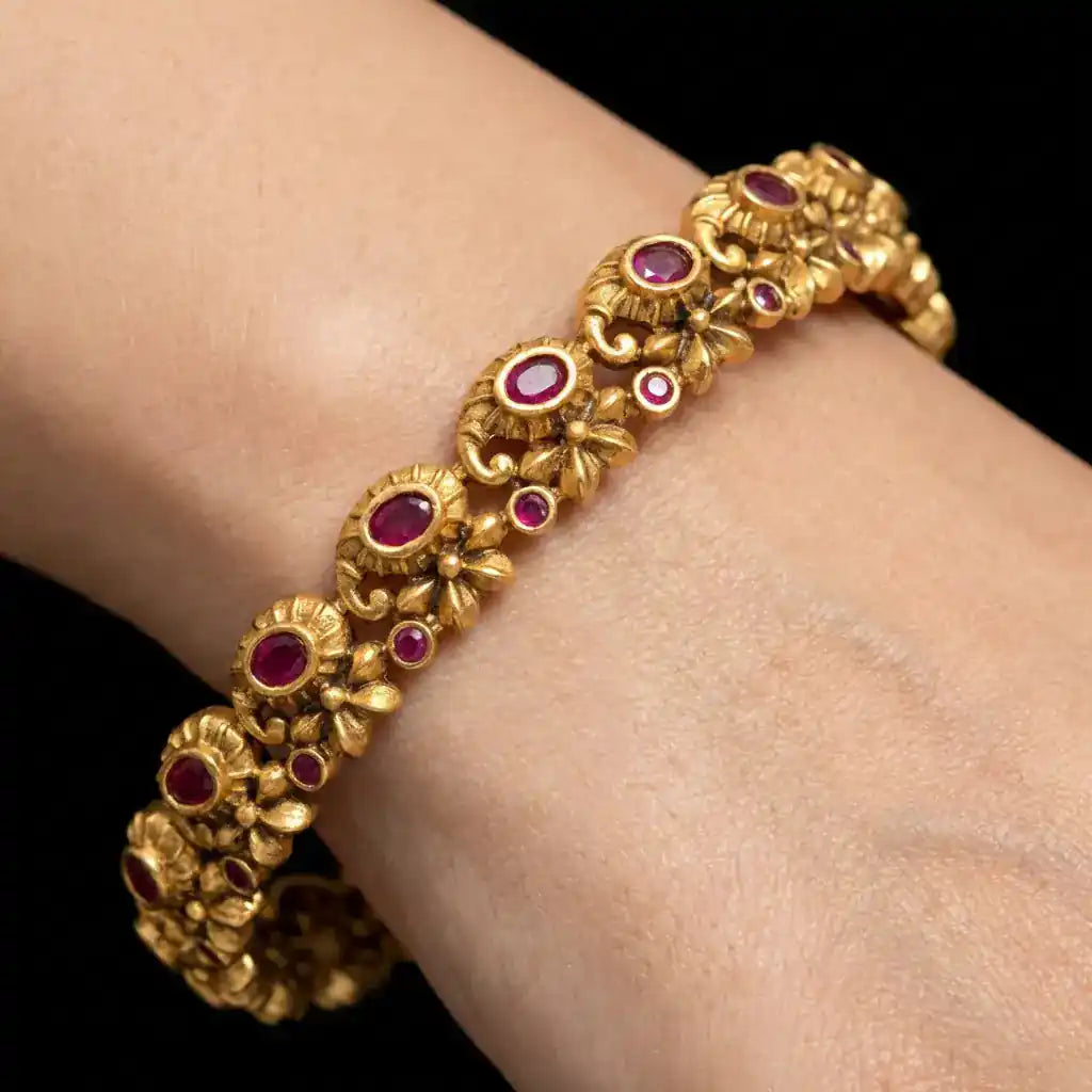 Sreshta Bangle PSGRBSR6R-063 - Gold Plated Jewellery | Parakkat Jewels