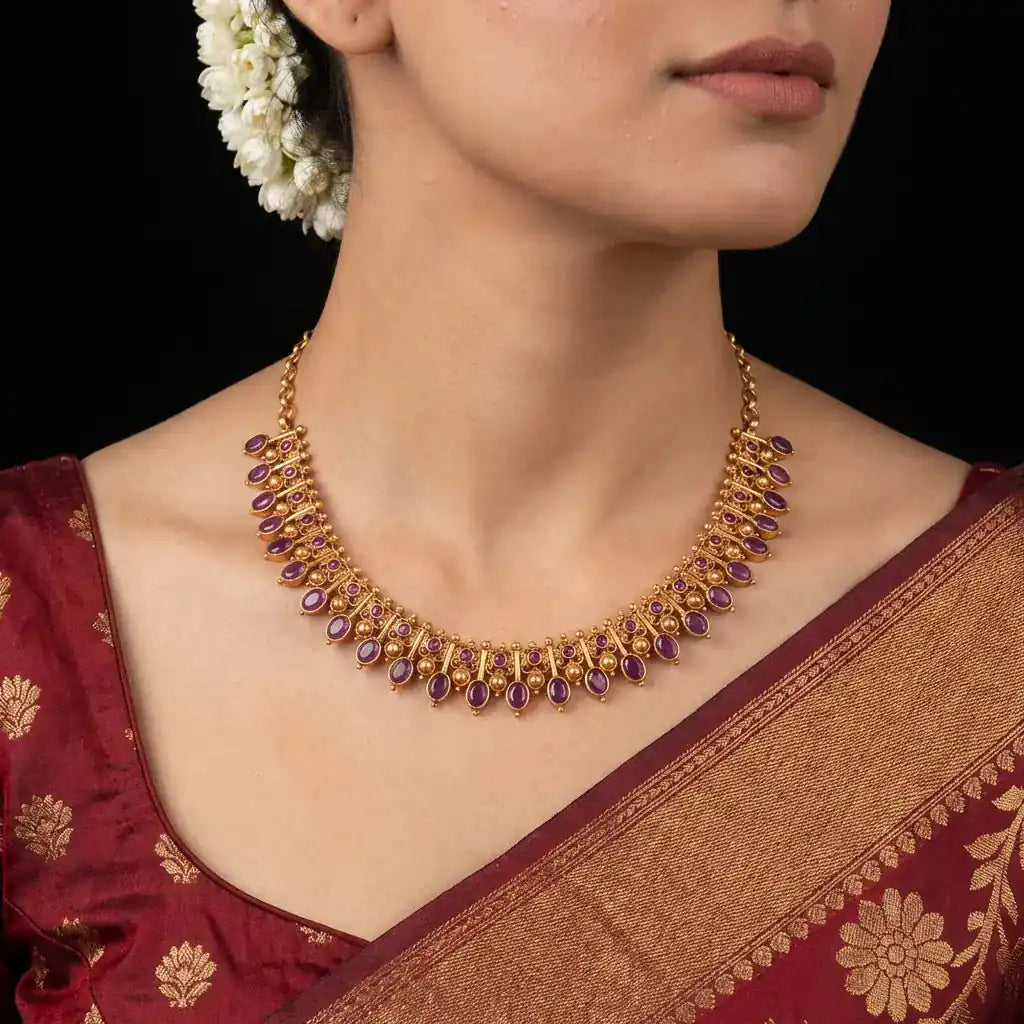 Sreshta Necklace PSGRNSSR22R-039 — Gold Plated Jewellery | Parakkat Jewels