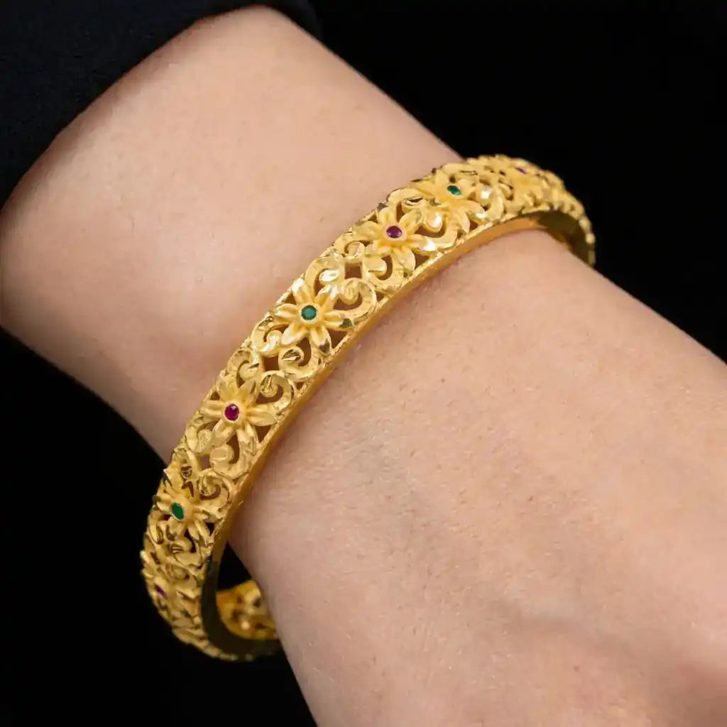 24ct Heavy Gold Layered Enamel Bangle PEB12-091