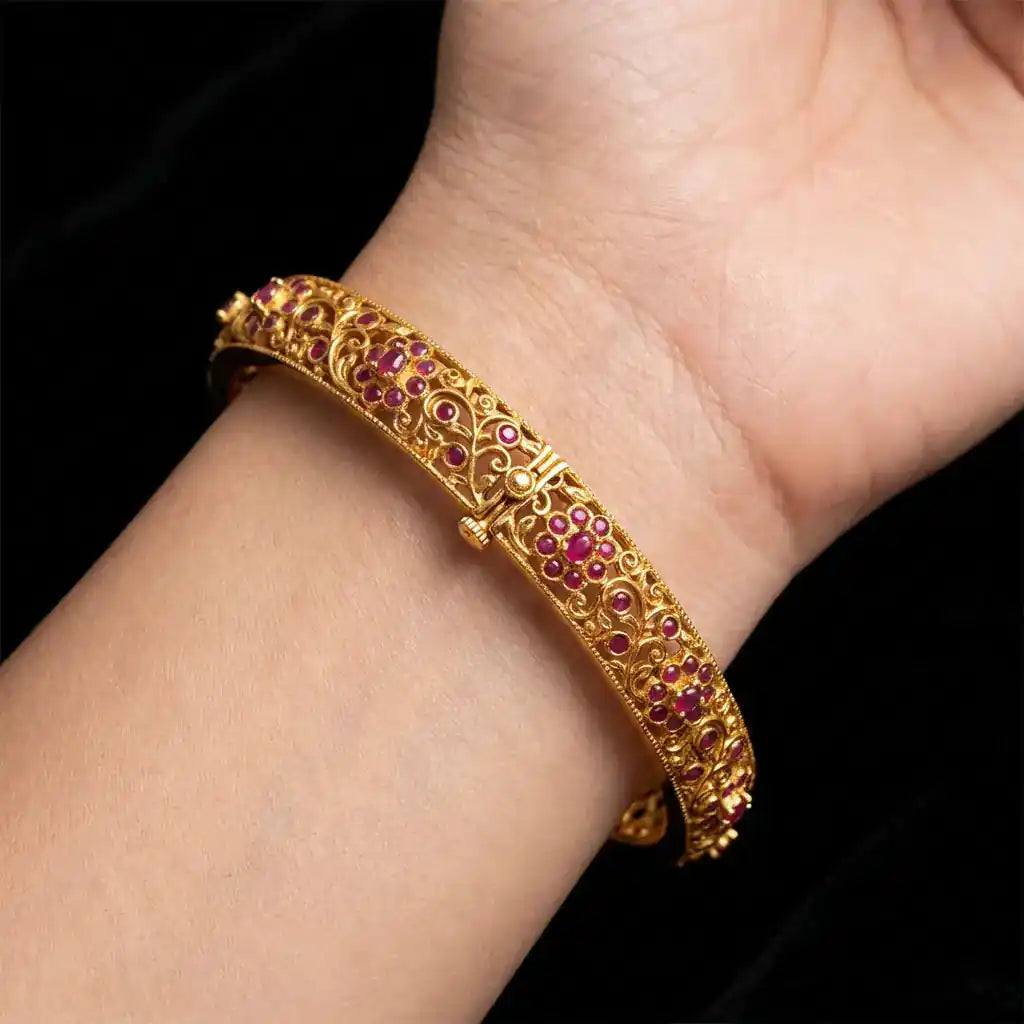 24ct Heavy Gold Layered Enamel Bangle PEB12-091