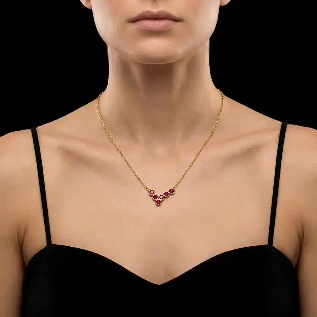 simple gold plated stone necklace