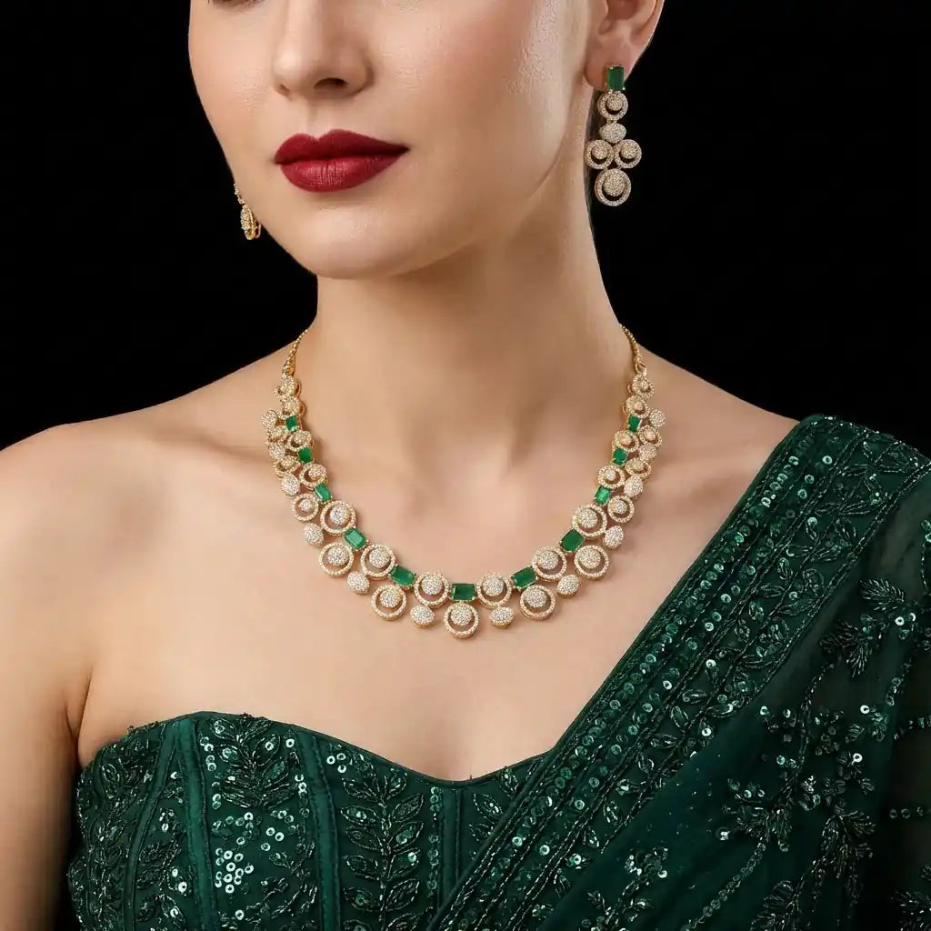 Stone Necklace with Stud PMSNS15WG-008, PMSHST8WG-052