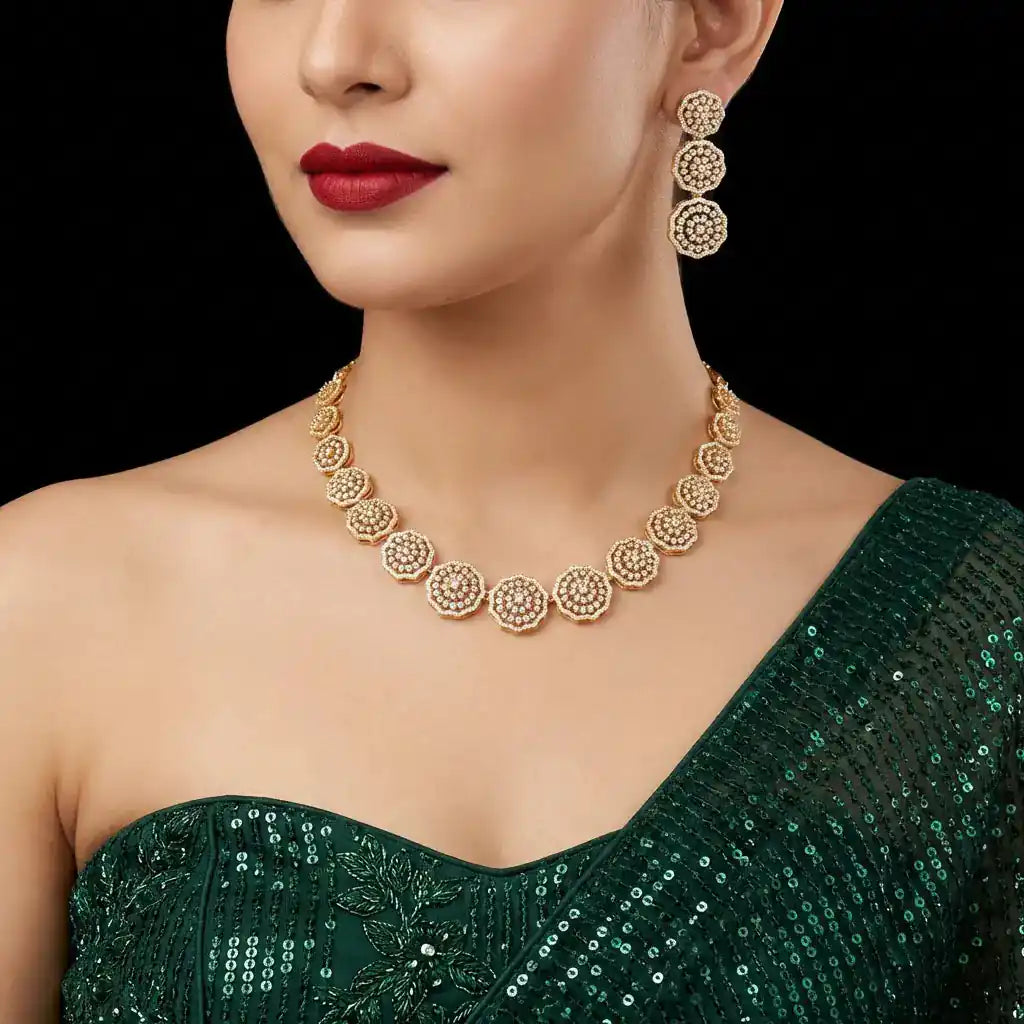 Stone Necklace with Stud PMSNS16W-009, PMSHST14W-023