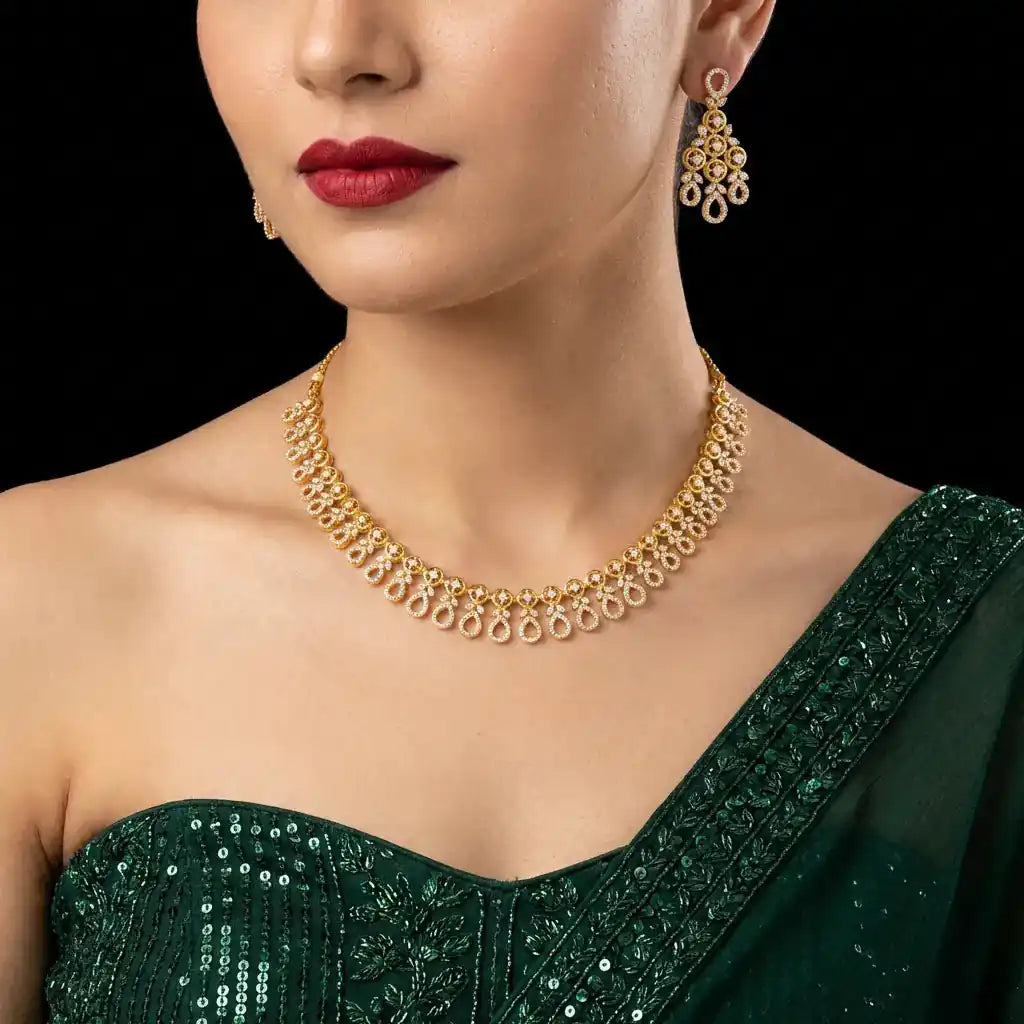 Stone Necklace with Stud PMSNS22W-008, PMSHST6W-022