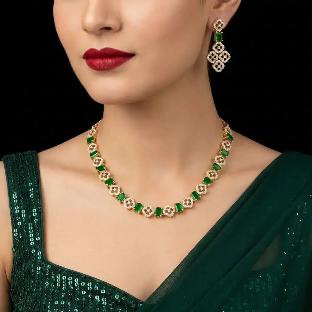Stone Necklace with Stud PMSNS23WG-007, PMSHST40WG-052