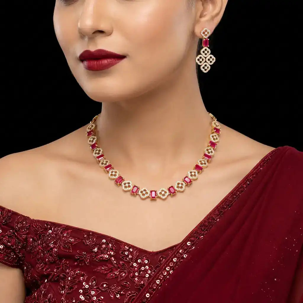 Stone Necklace with Stud PMSNS23WX-007,PMSHST40WX-052