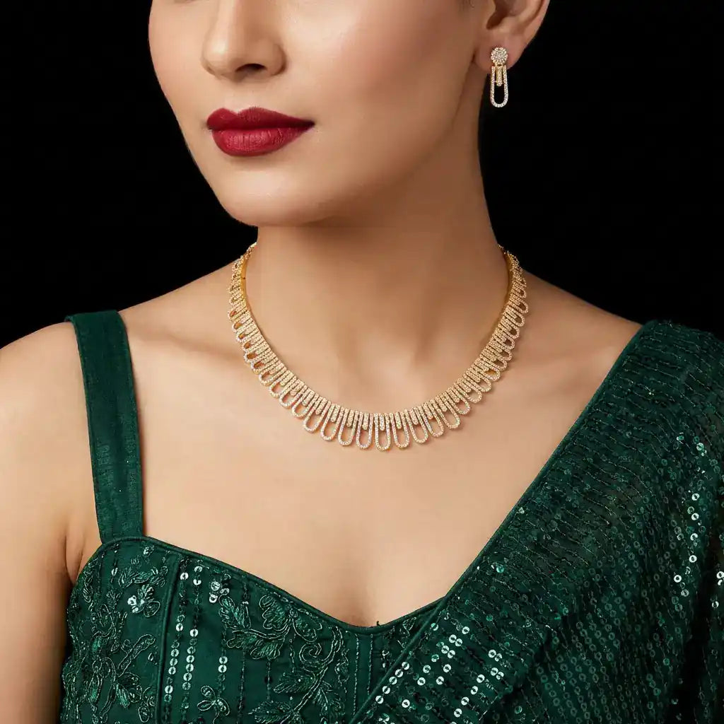 Stone Necklace with Stud PMSNS26W-008,PMSHST18W-002