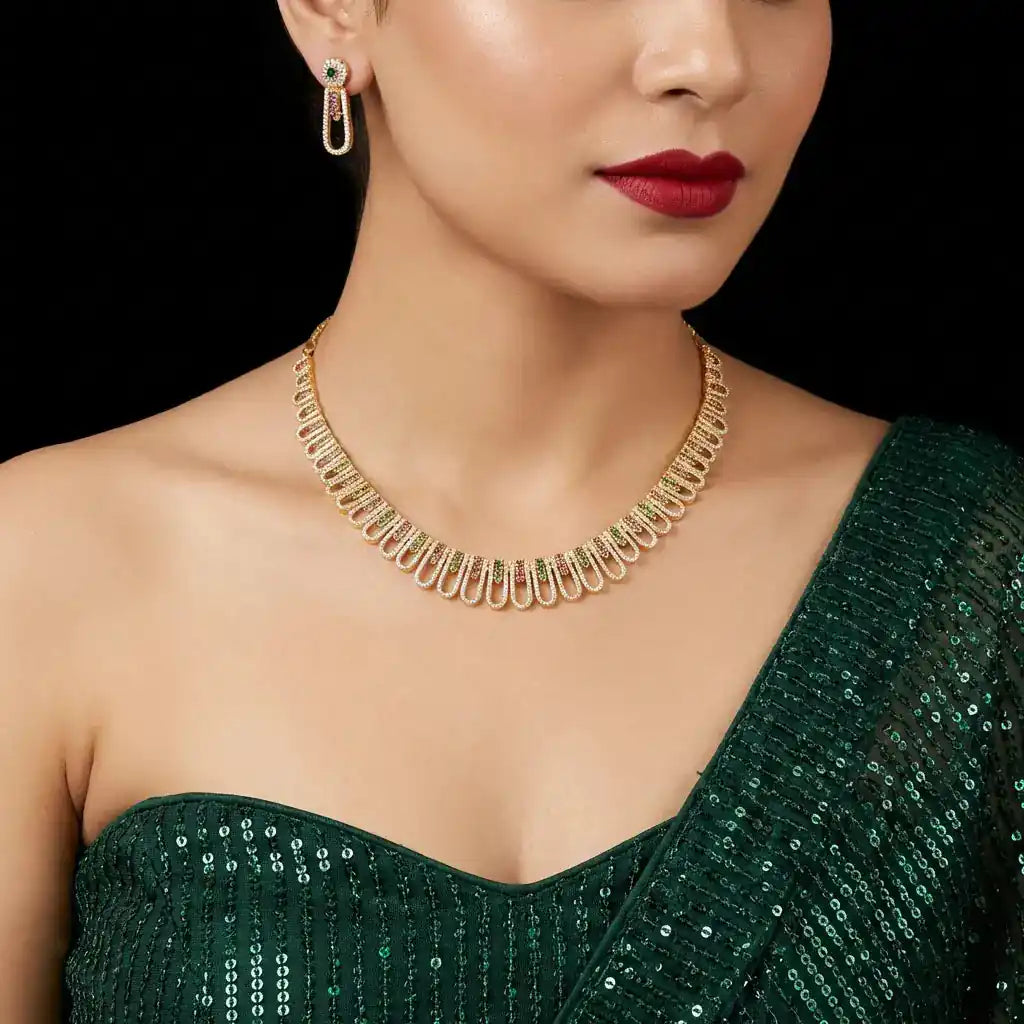 Stone Necklace with Stud PMSNS26WRG-008,PMSHST18WRG-002
