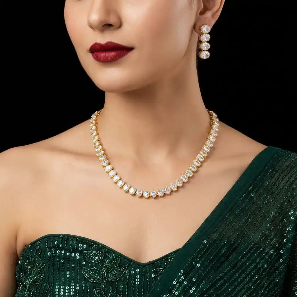 Stone Necklace with Stud PMSNS28W-007, PMSHST43W-022