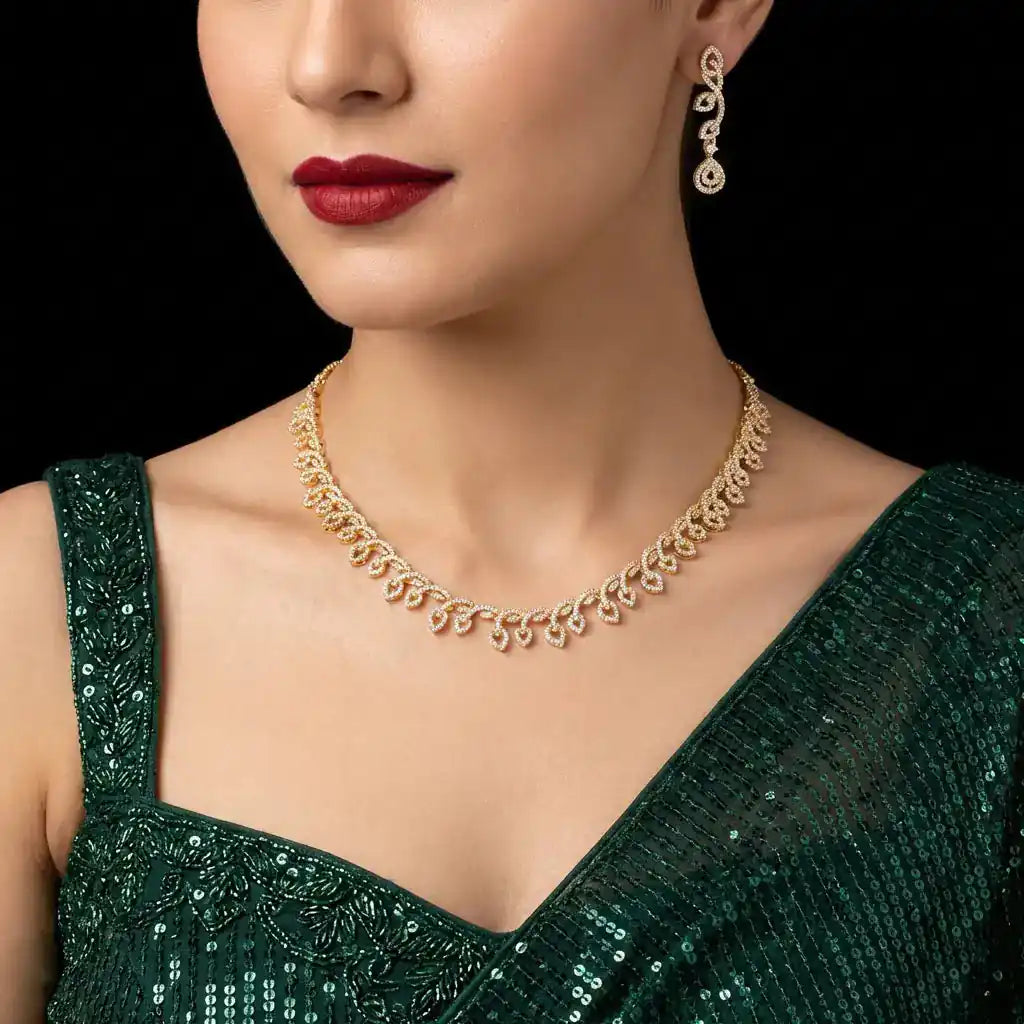 Stone Necklace with Stud PMSNS29W-007,PMSHST44W-022