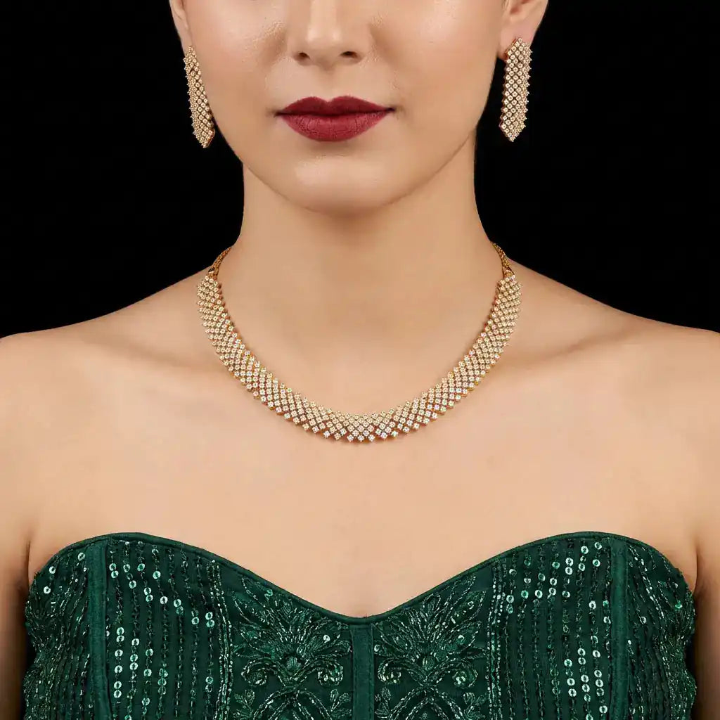 Stone Necklace with Stud PMSNS3W-007, PMSHST11W-052