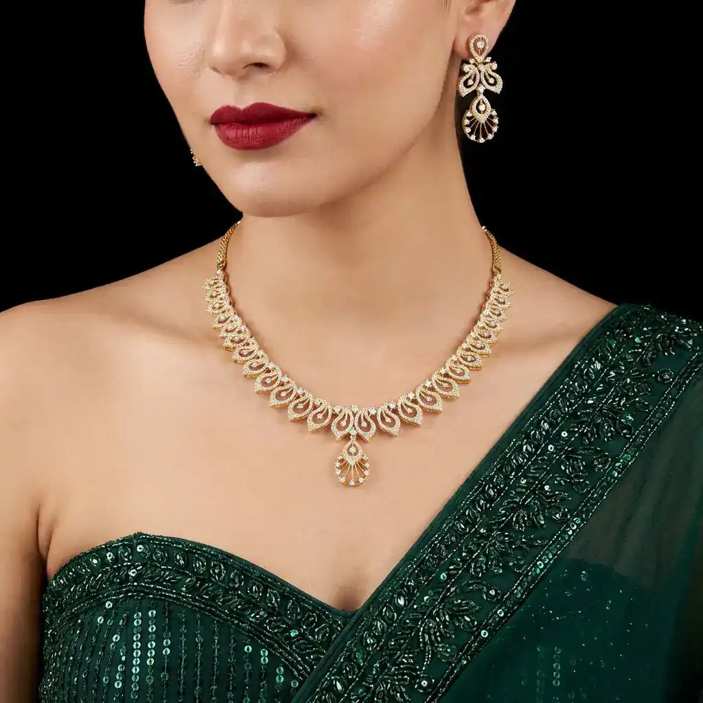 Stone Necklace with Stud PMSNS45W-008, PMSHST37W-082