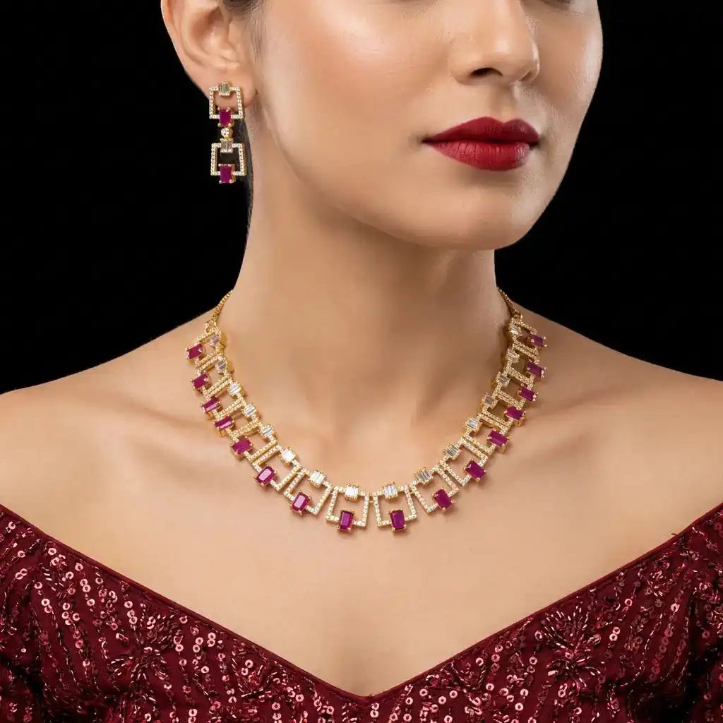 Stone Necklace with Stud PMSNS8WR-007,PMSHST2WR-022