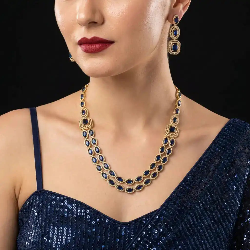 Stone Necklace with Stud PMSNSM2WB2-0051, PMSHST9WBL-003