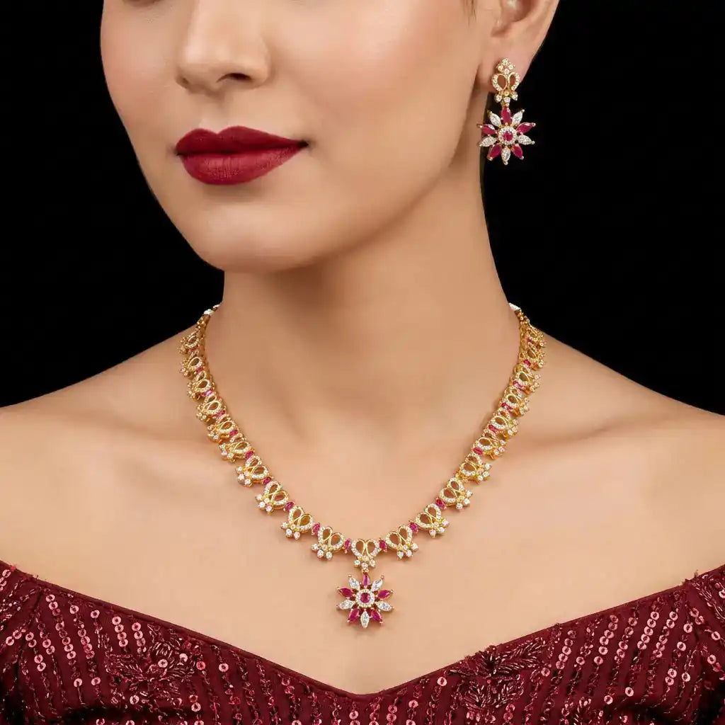 Stone Necklace with Stud PSNS48WR-035, PSHST63WR-061