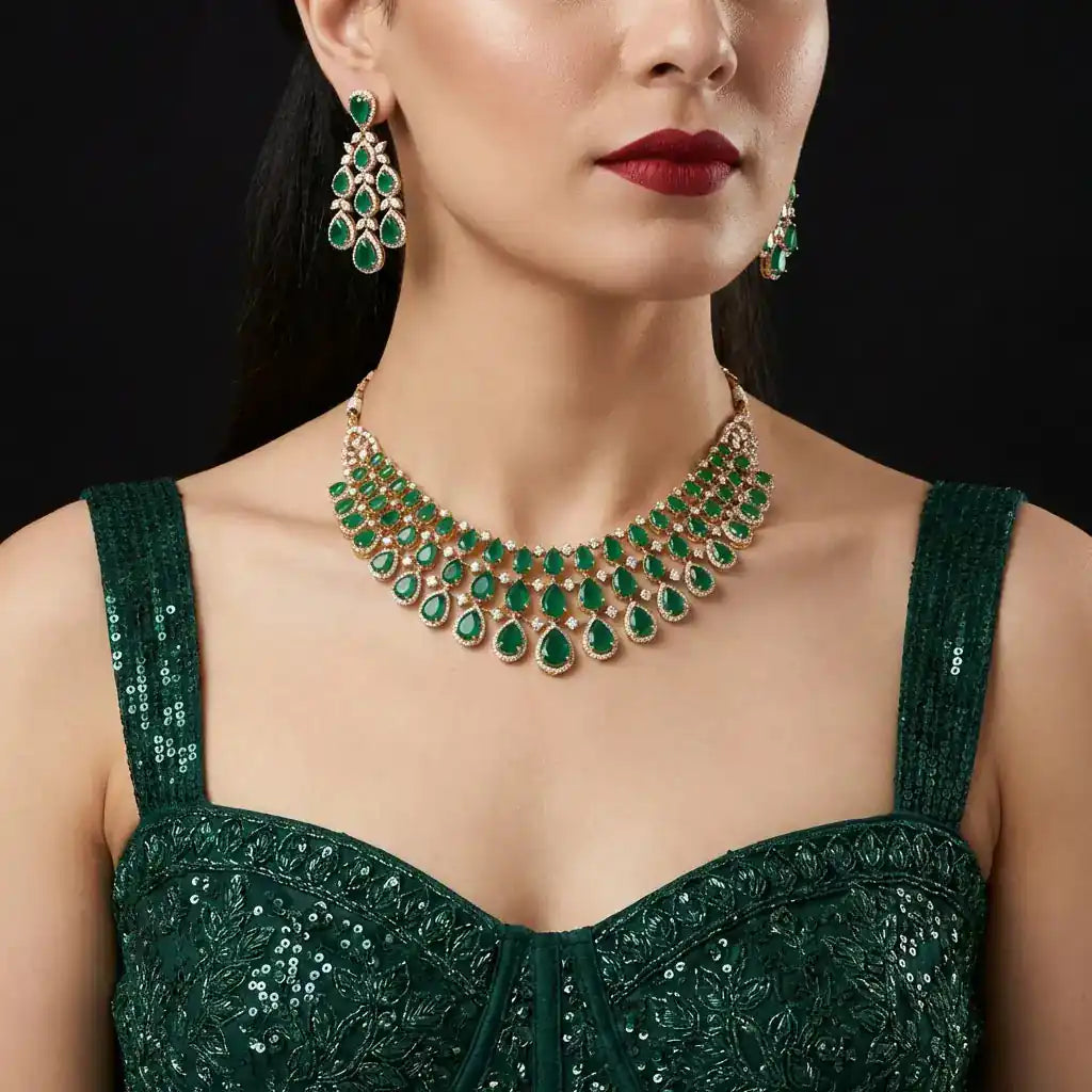 Stone Necklace with stud PMSNS7WG-0041, PMSHST11WG-053