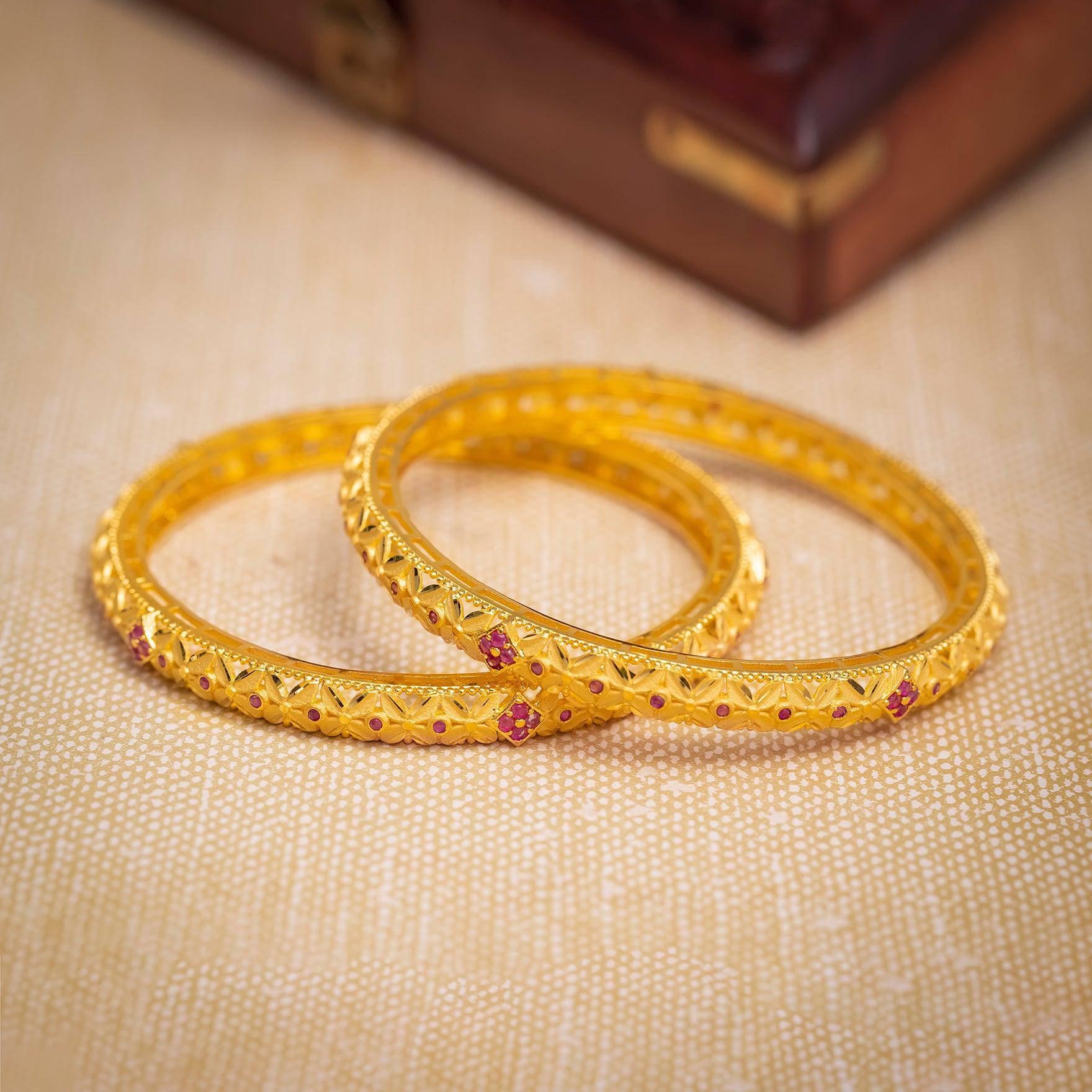 Golden Bangle PSB39R-052 - Parakkat Jewels