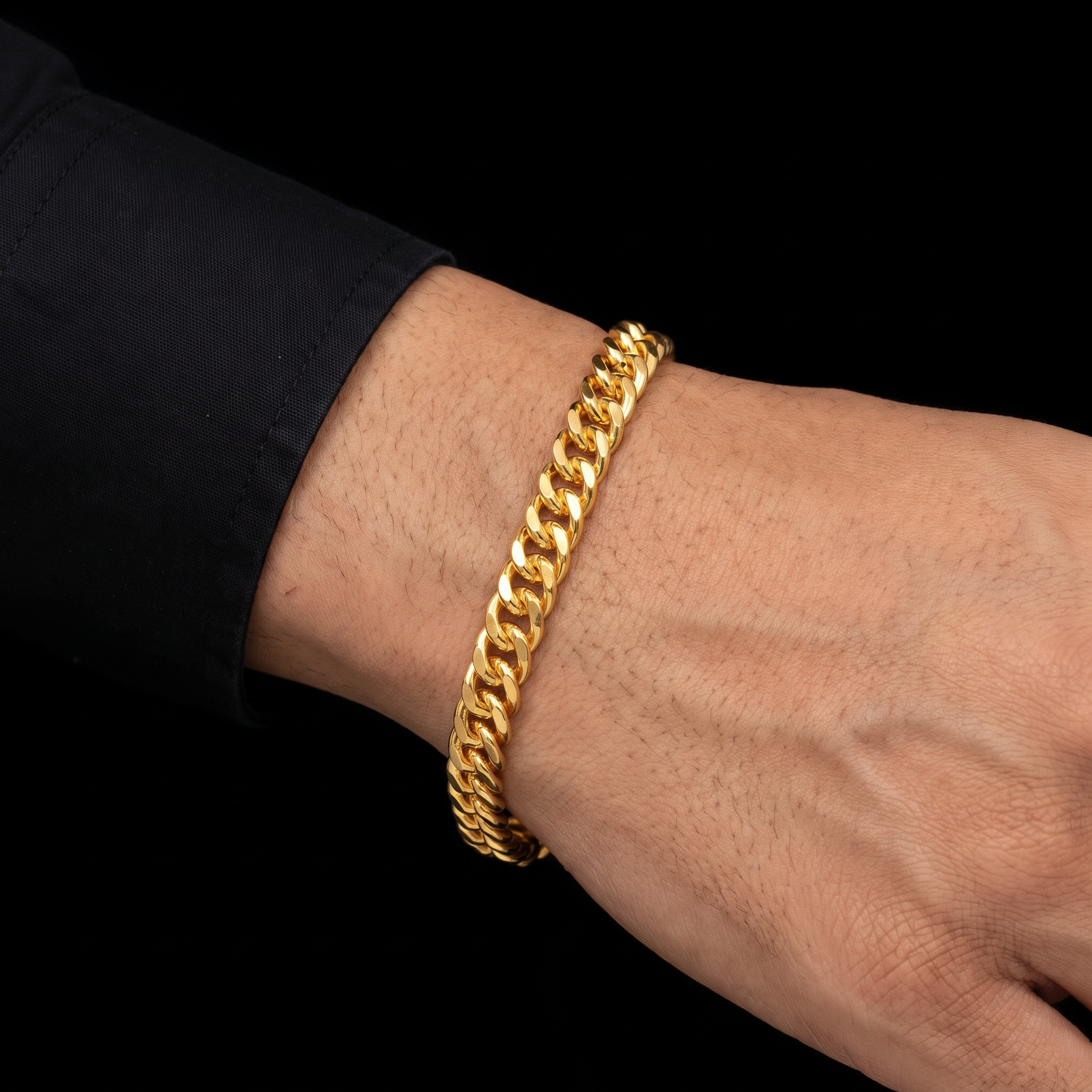 Heavy Curb Two Tone Gents Bracelet Gold Layered