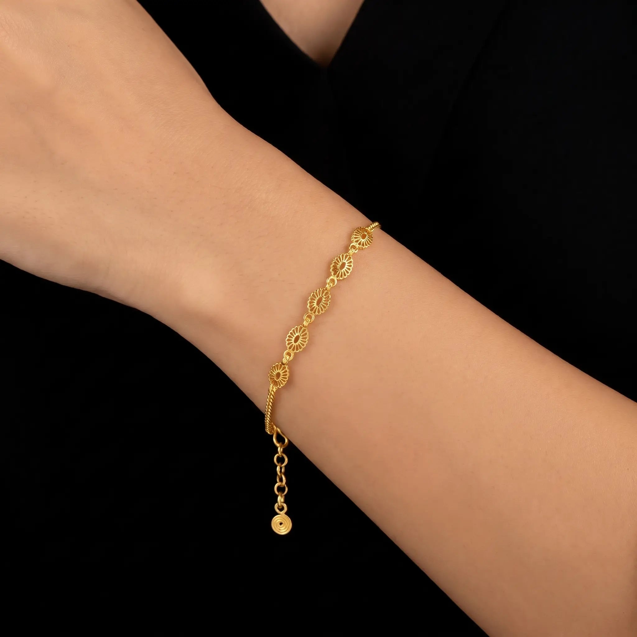 Evil Eye Station Bracelet Gold Layered