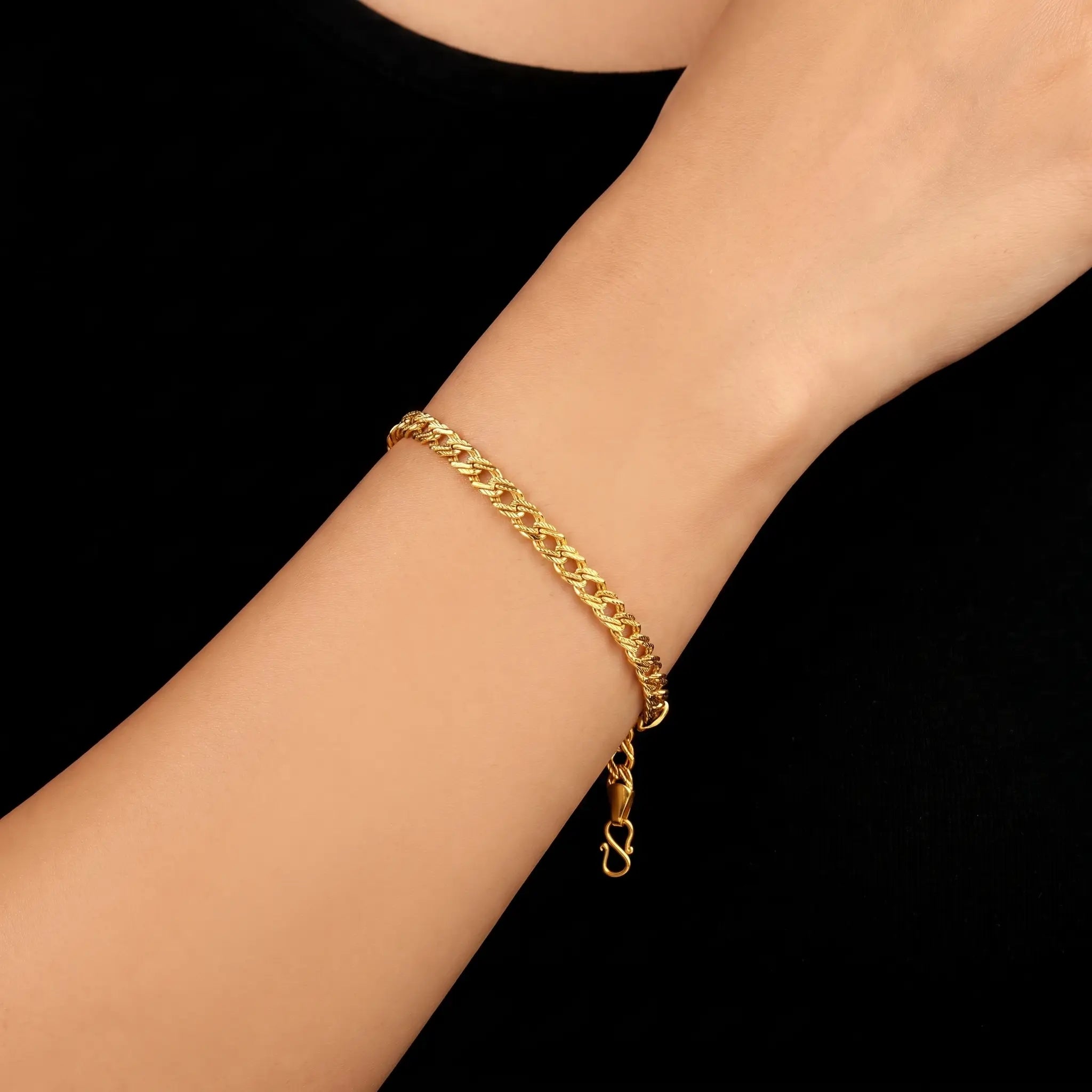 Woven Link Bracelet Row Gold Layered