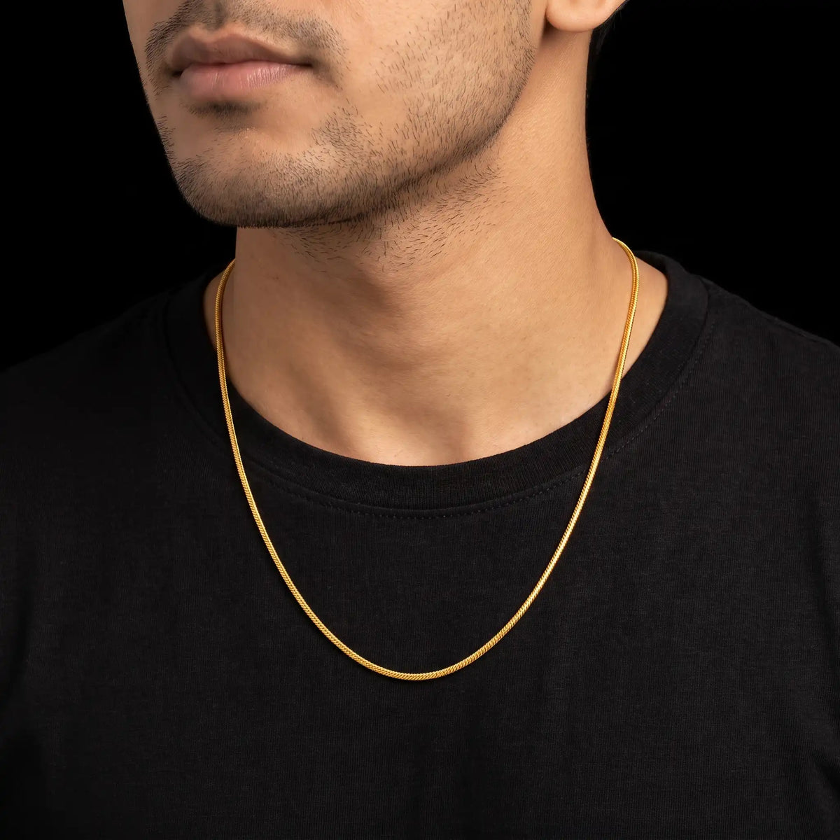 Gents Flat Snake Plain Chain Gold Layered