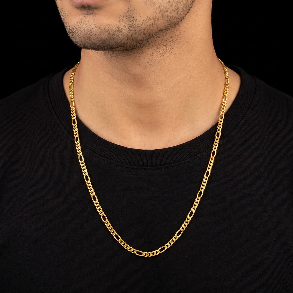 Gents Figaro Plain Chain Gold Layered