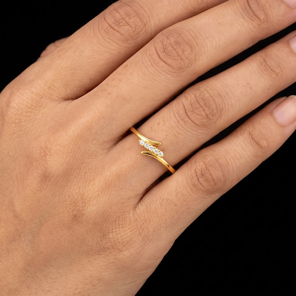 CZ Twin Tine Row Fine Ring Gold Layered