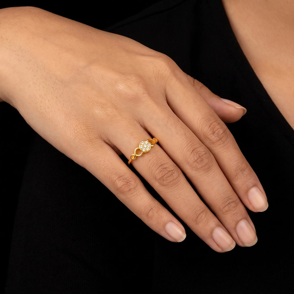 CZ Infinity Pave Circle Stone Ring Gold Layered