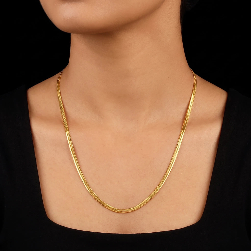 Herringbone Flat Chain Gold Layered