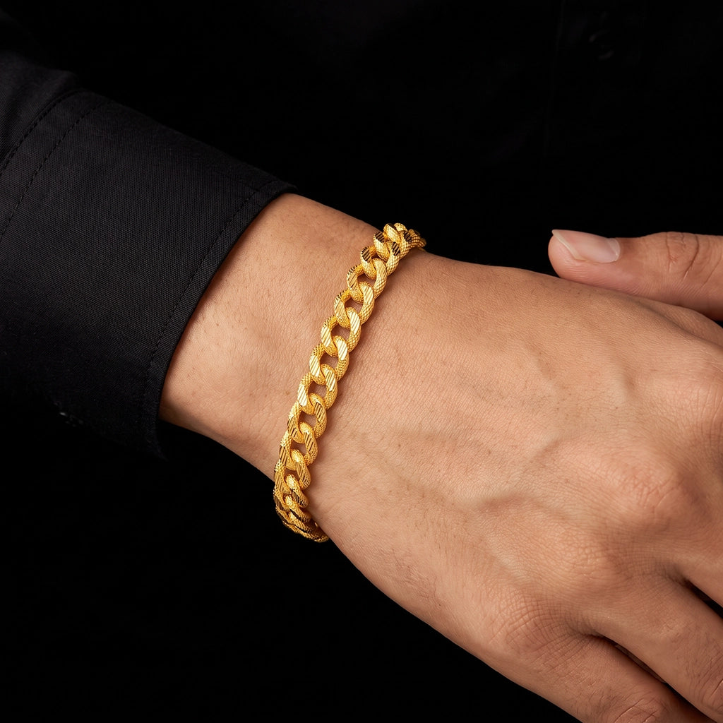Curb Bold Gents Bracelet Gold Layered