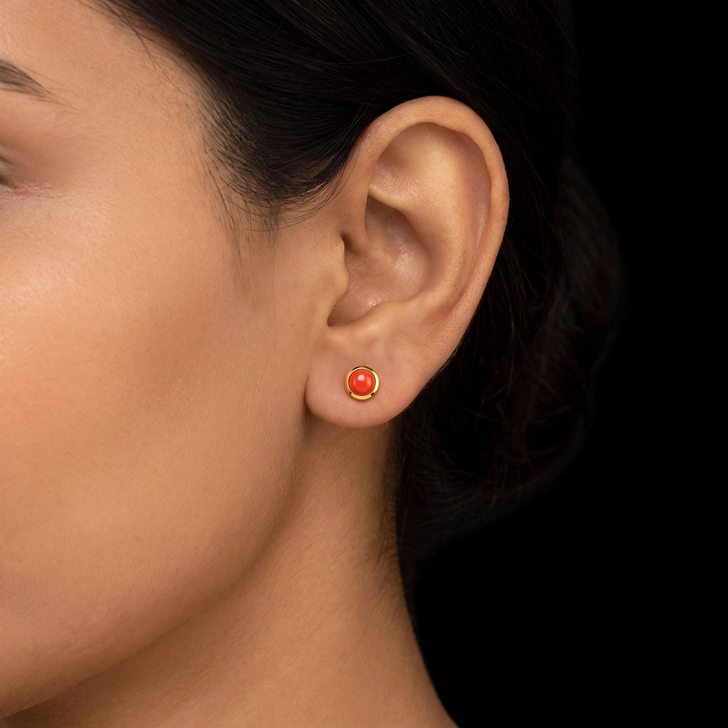 Round Bezel Dome Stud Gold Layered