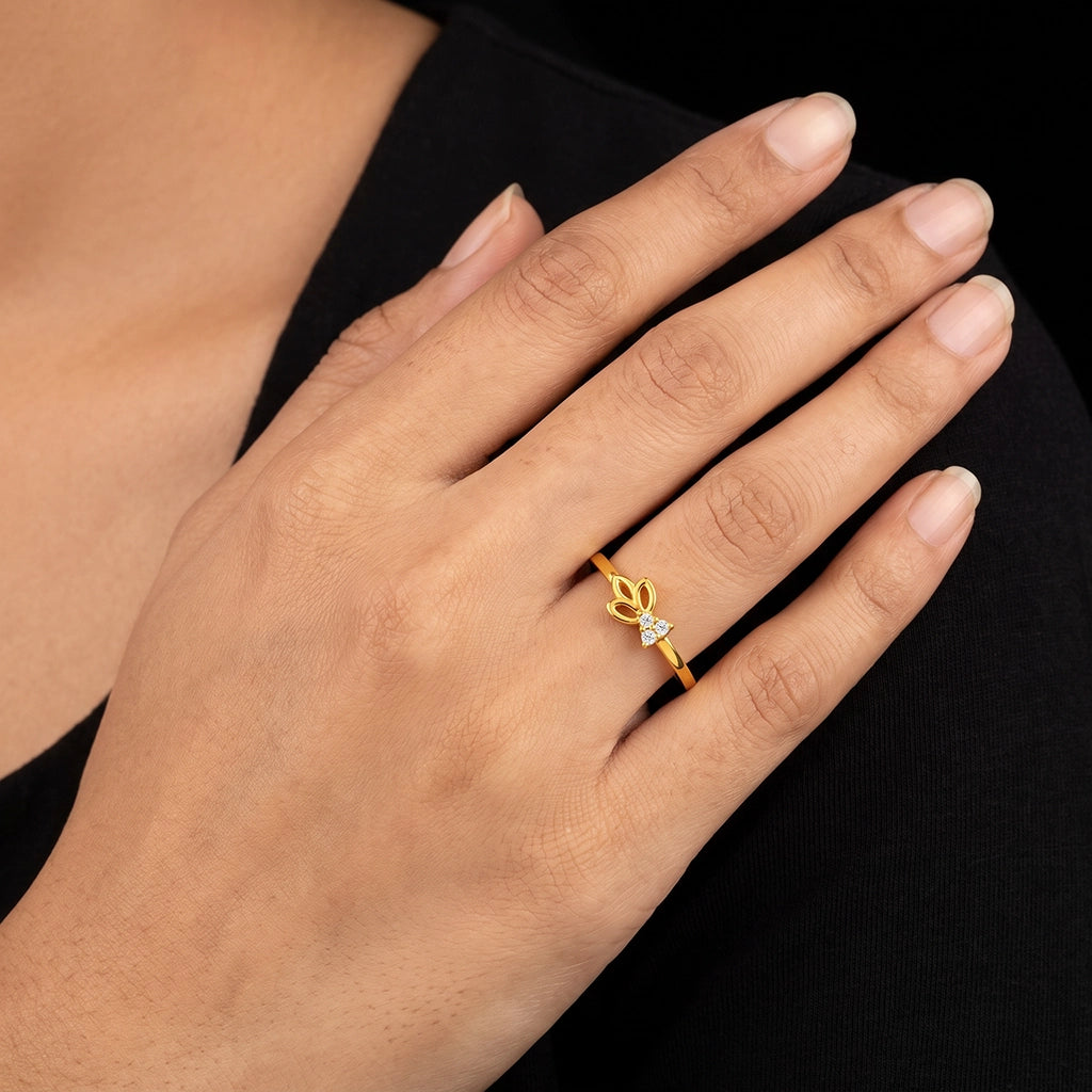 Lotus Petal Cluster Stone Ring Gold Layered