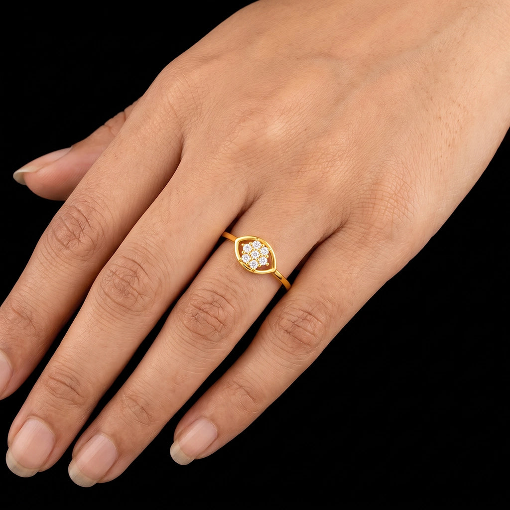Seven Stone Cluster Eye Frame Ring Gold Layered