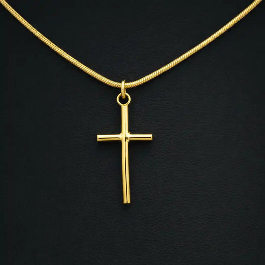 Cross Plain Slim Locket Gold Layered – Pendant, Religious Symbol, Office Wear – product view 1