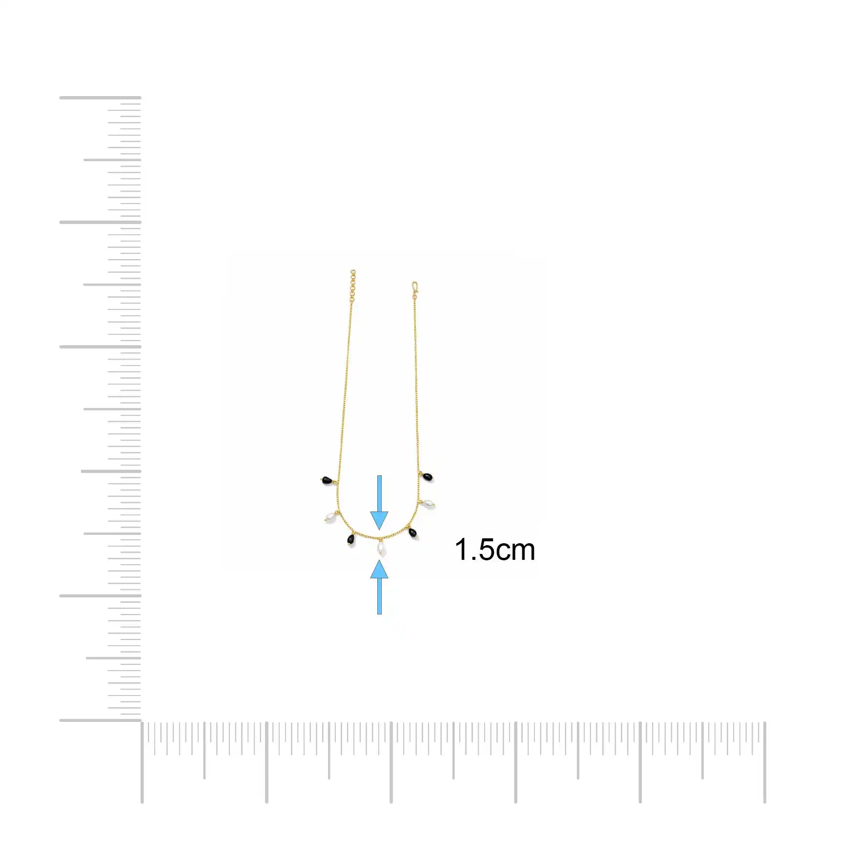 Black & Pearl Drop Charm Necklace PPNS7PBO-083