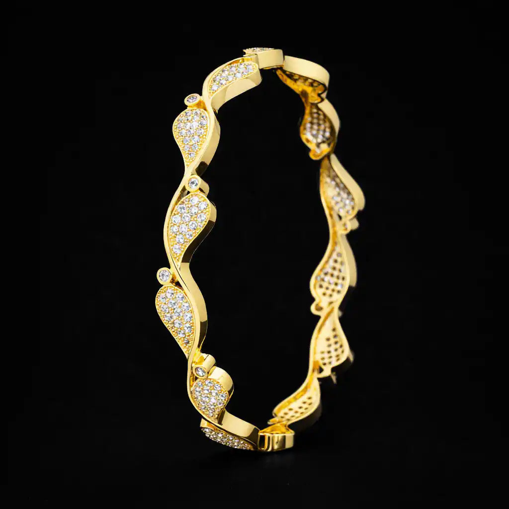 Stone Studded Gold Plated Bangle Bracelet 