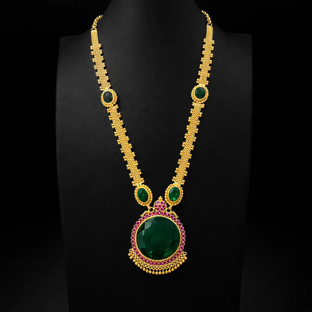 Palakka Mango Green Stone Necklace PSPKNRG6-0531