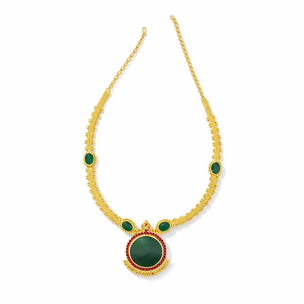 Palakka Mango Green Stone Necklace PSPKNRG6-0531